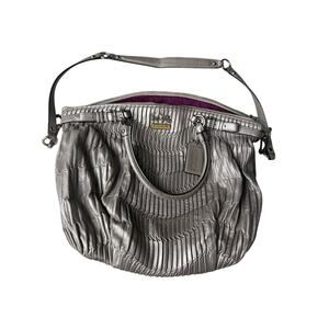 Coach Madison Metallic Silver Gathered Leather Hobo Bag and Wallet & Dust Bag